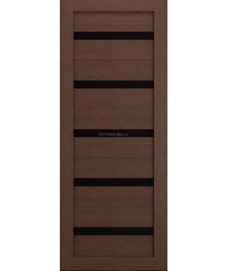 Дверь из экошпона Техно 5 Ясень коричневый (черное стекло) Дверь из экошпона Техно 5 Ясень коричневый (черное стекло)